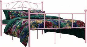 Różowe metalowe łóżko podwójne 120x200 cm B9-G67