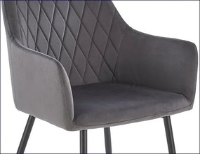 Popielate welurowe krzesło pikowane metalowe - Hatos