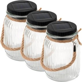 Lampy solarne, 3 LED, plastikowe, zimna biel, 3 szt.