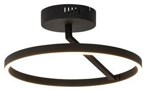 Designerska lampa sufitowa czarna z wbudowanym LED z 3-stopniowym ściemniaczem - AnelloDesignerski Oswietlenie wewnetrzne