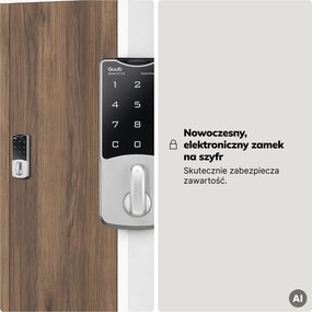 Szafa biurowa metalowa z zamkiem na szyfr biała/orzech, 900x1850x400 mm: DANIEL Eco Design