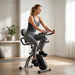 SPORTNOW Rower treningowy 3 w 1 Składany Cichy Leżący ergometr z monitorem LCD Bluetooth Czujnik tętna Taśmy oporowe | Aosom PL