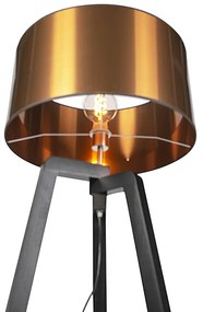 Lampa podłogowa trójnóg czarna klosz miedź 50cm - PurosWiejski/ Rustykalny / Vintage Oswietlenie wewnetrzne