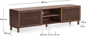 Ciemnobrązowa szafka pod TV w dekorze orzecha 180x49,5x42,5 cm Beyla – Kave Home
