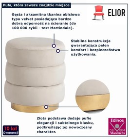 Okrągła kremowa pufa welurowa - Evir 4X