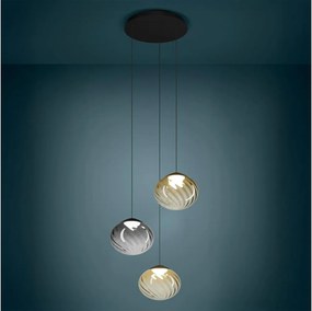 Eglo 390481 - ściemnialna lampa wisząca na linkach PANTOJA 3xLED/5,8W/230V beżowa/dymna +z pilotem