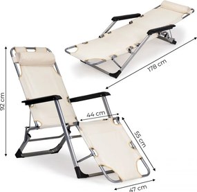 Składany leżak ogrodowy z regulacją Santora 010, beżowy