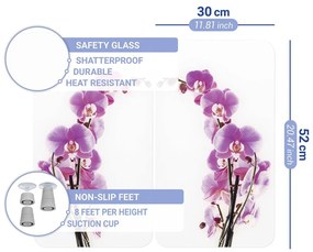 Zestaw 2 szklanych płyt ochronnych na kuchenkę Wenko Orchid, 52x30 cm