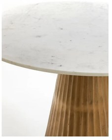 Biało-brązowy okrągły stół z blatem w dekorze marmuru ø 100 cm Leyda – Light &amp; Living