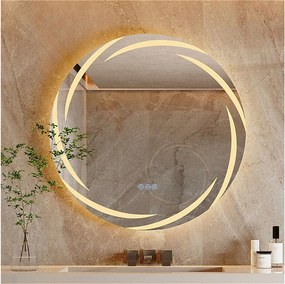 Lustro łazienkowe ścienne, lustro toaletowe LED, lustro podświetlane anty-parujące, lustro podłączone, 3 ekrany dotykowe, 60x60cm