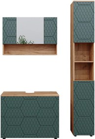 Zestaw mebli łazienkowych zielony/złoty dąb 80x41x58.6 irma