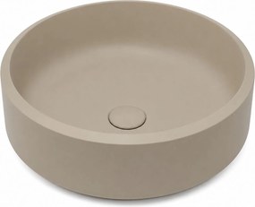 Massi Umywalka z konglomeratu nablatowa okrągła beżowa błyszcząca 40 cm RONA Beige Glow : Wykończenie - matowe