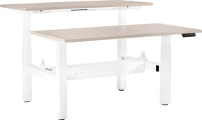 Podwójne biurko do pracy z regulacją wysokości Fighter Double Desk beżowy/biały