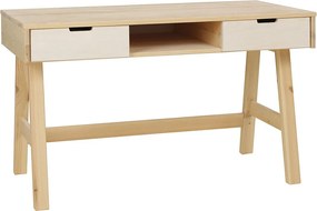 Biurko Malmo drewniane z szufladami, kolor sosnowy i bielony