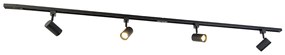Nowoczesny system szynowy jednofazowy z 4 reflektorami czarny - Jeana