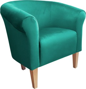 Fotel Milo tkanina Welur wygodny fotel tapicerowany do salonu i sypialni : Kolor nogi - Drewno, Kolor tkaniny - VELVET - MG20, Wysokość nogi - 20 cm