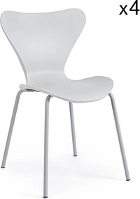 Zestaw 4 jasnoszarych krzeseł z polipropylenu ze stalowymi nogami - TESSA