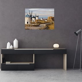 Obraz na szkle - Wiatraki Consuegra, Hiszpania (70x50 cm)