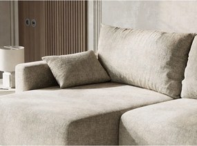 Beżowy rozkładany/ze schowkiem narożnik z tkaniny szenilowej (lewostronny/z szezlongiem) Leon – Maison de Rêve