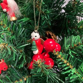 Zestaw świątecznych drewnianych ozdób RED JOY czerwony, 30 szt.