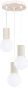 Lampa wisząca HALO 3P beżowa ryflowana SOLLUX  LIGHTING