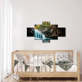 Obraz leśnego wodospadu (125x70 cm)