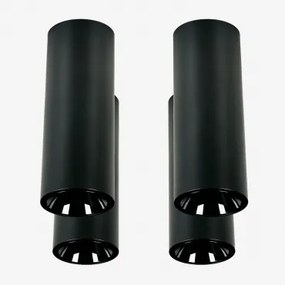 Pack 4 Okrągłych Sufitowych Opraw Led O Średnicy Ø7,2 Cm Do Montażu Powierzchniowego, Do Użytku Zewnętrznego, Wykonanych Z Alumi Czarna & 23º & Biały