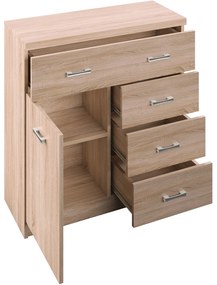 Komoda z Szufladami Drewniana do Salonu ELEGO 80 cm Dąb sonoma Nowoczesna