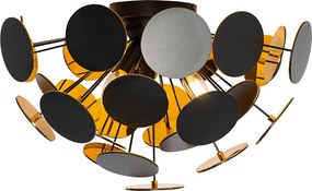 Designerska lampa wisząca czarna ze złotem 54cm 3-światła - Cerchio