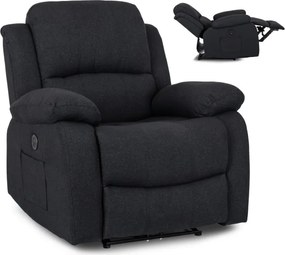 Fotel Masujący BONO 2 Elektryczny Rozkładany z Podnóżkiem Czarny Nowoczesny