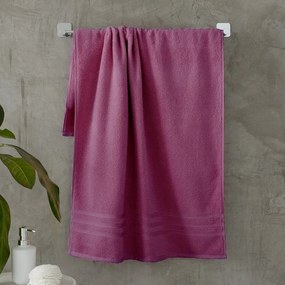 Ciemnoróżowe bawełniane ręczniki kąpielowe frotte zestaw 2 szt. 90x140 cm Zero Twist – Catherine Lansfield