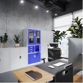 Szafa biurowa na akta wysoka Jan H 90x40x195 cm szara