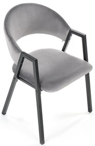 Krzesło popiel velvet K473 nowoczesne loft metalowe podłokietniki
