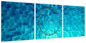 Obraz - abstrakcyjne kostki (z zegarem) (90x30 cm)