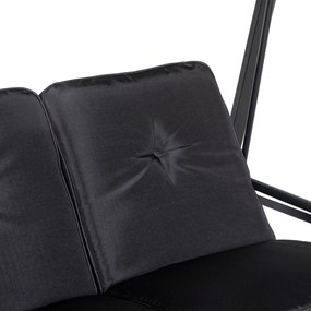 Outsunny Huśtawka Hollywood, 2-osobowa Ogrodowa z Regulowanym Dachem, do 220 kg, 145 x 116 x 172 cm, Czarna