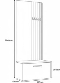 Masseno Garderoba MODULO 80,6/204/40 cm do Przedpokoju Nowoczesna Czarna