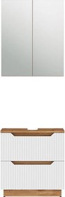 Zestaw mebli łazienkowych dąb/białe paski 59.8x32x62.5 lotta