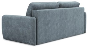 Szaroniebieska rozkładana sofa z tkaniny szenilowej ze schowkiem 218 cm Lilo – Makamii