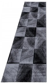 Dywan nowoczesny Plus Kwadraty szaro-czarny 80 cm x 300 cm