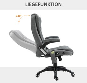 Vinsetto Fotel z masażerem fotel biurowy fotel do gier Regulowane siedzisko Maksymalny udźwig 120 kg Ciemnoszary | Aosom PL