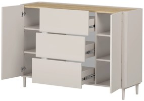 Komoda Elivo 150 cm z szufladami na nóżkach - kaszmir / dąb olejowany