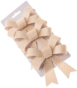 Zestaw świątecznych kokardek 10 x 13 cm, kremowy, 3 szt.