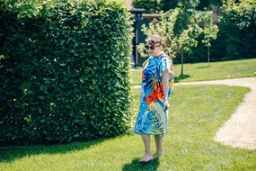 Ponczo plażowe SUMMER FRESH niebiesko-żółte 80x145 cm