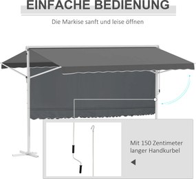 Outsunny markiza stojąca ogrodowa ze składanym ramieniem taras szara 3 x 3 m