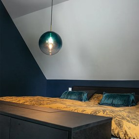 Inteligentna lampa wisząca mosiądz z oceanicznym niebieskim szkłem 33 cm w tym Wifi ST64 - Pallon Oswietlenie wewnetrzne