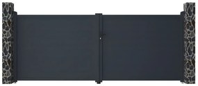 Brama wjazdowa rozwierna NAZARIO, pełna, z aluminium w kolorze antracytowym – 392 × 158 cm (szer. × wys.)