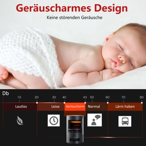 Elektryczny Kominek HOMCOM z Efektem Płomienia LED 900/2000W, Czarny