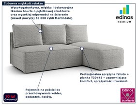 Jasnoszara sofa narożna z funkcją spania i pojemnikiem - Merello 5X
