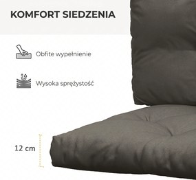 Outsunny Poduszki na palety, zestaw 3 sztuki, poduszki na ławki z ochroną UV, poduszki na meble ogrodowe, poduszki na taras, kolor ciemnoszary
