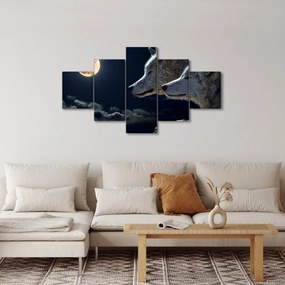Obraz wilków wyjących do księżyca (125x70 cm)